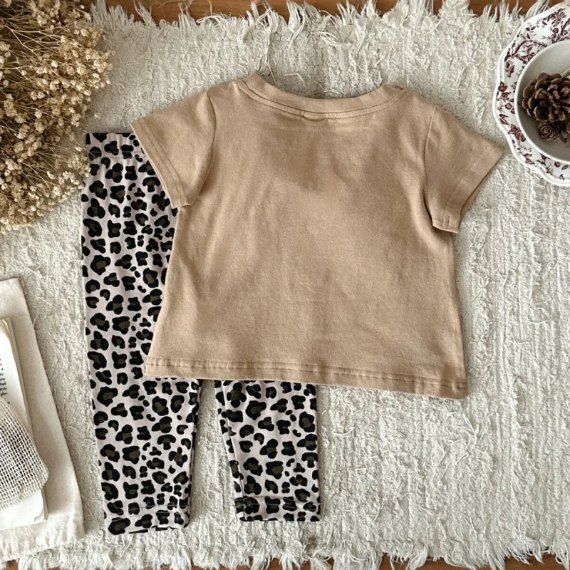 2026 Summer Leopard 6M-3T Kids' Sets and Outfits Fashionable Children Clothes Korean Style Shorts Girl Baby Suits