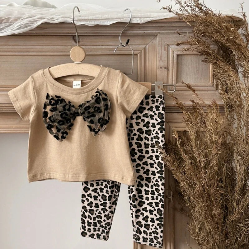 2026 Summer Leopard 6M-3T Kids' Sets and Outfits Fashionable Children Clothes Korean Style Shorts Girl Baby Suits