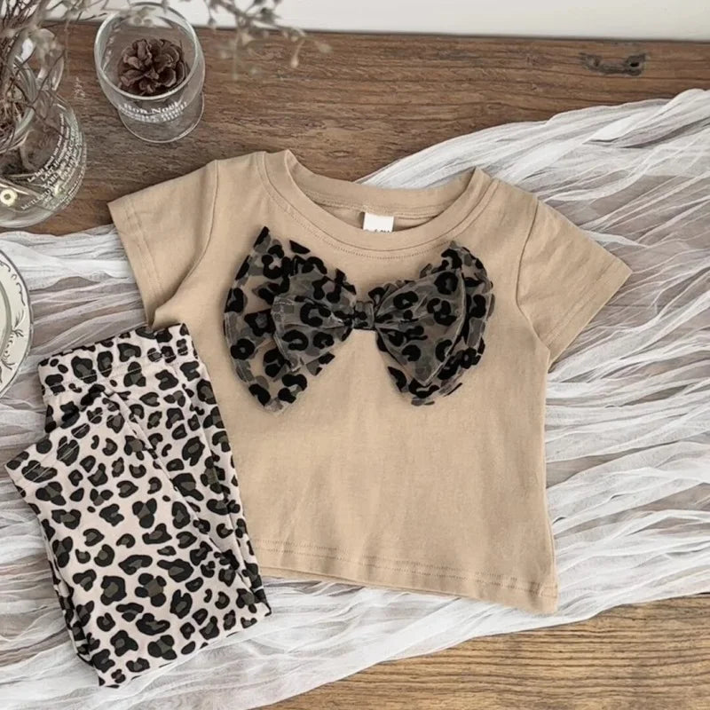 2026 Summer Leopard 6M-3T Kids' Sets and Outfits Fashionable Children Clothes Korean Style Shorts Girl Baby Suits